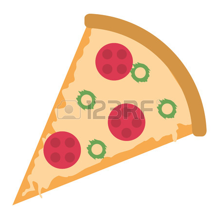 450x450 Salami Pizza Slice. Clip Art Illustration With Simple Gradients