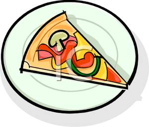 300x256 Slice Of Combination Pizza On A Plate Clipart Image