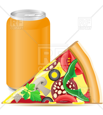 359x400 Pizza And Aluminum Cans With Soda Royalty Free Vector Clip Art