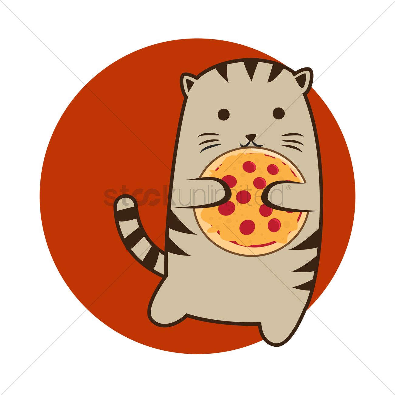 1300x1300 Free Cat Cartoon Holding Pizza Vector Image