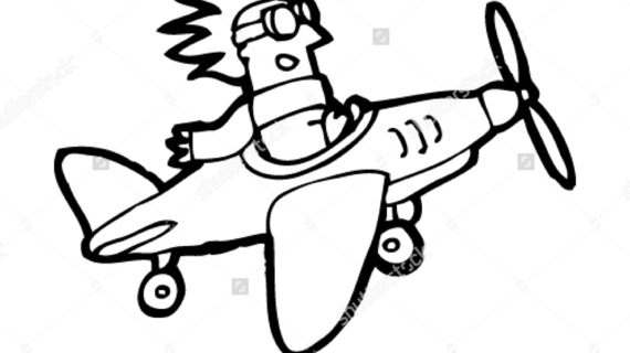 570x320 Plane Cartoon Drawing Man Flying Plane Cartoon Stock Vector