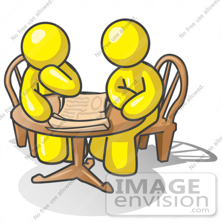 450x450 Clip Art Graphic Of Yellow Guy Characters Planning