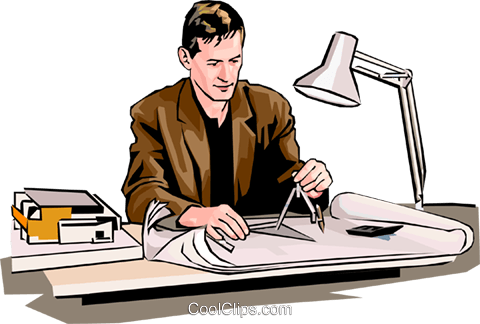 480x324 Architect Working With Plans Royalty Free Vector Clip Art