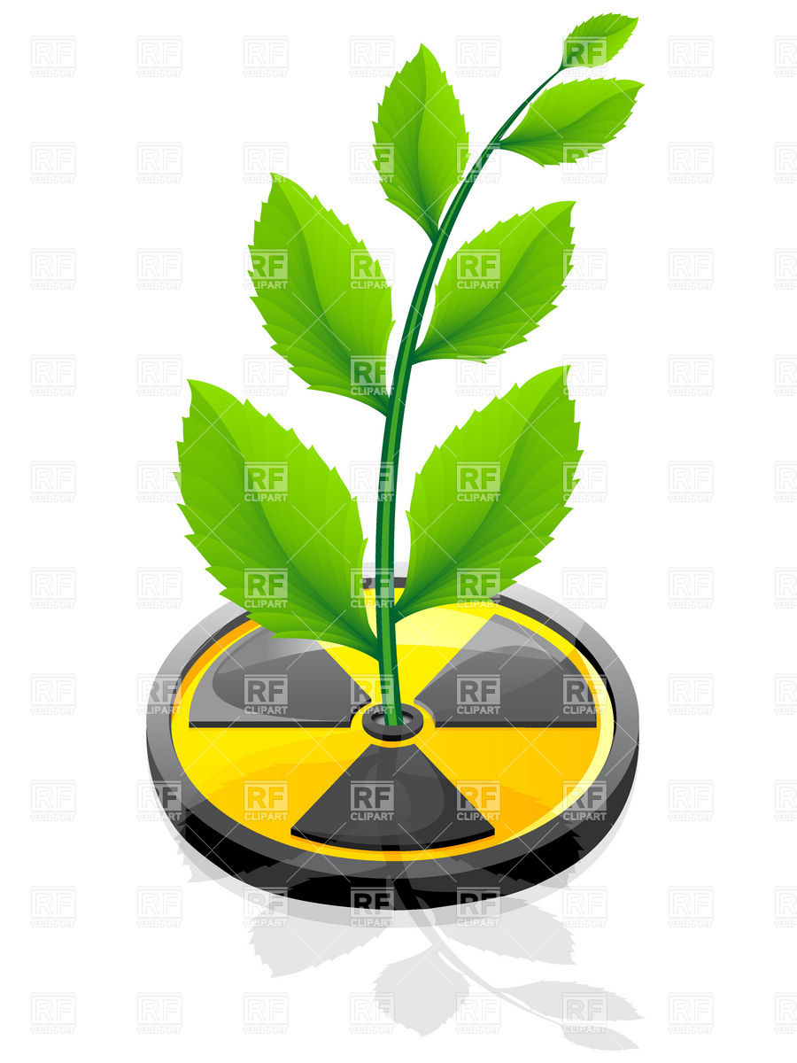 900x1200 Green Plant Growing Out Radiation Sign Royalty Free Vector Clip