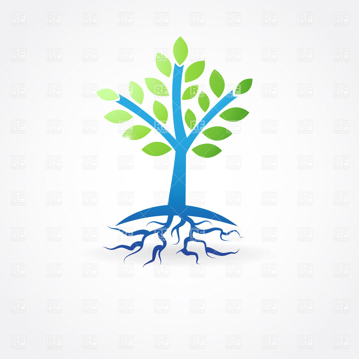 1200x1200 Simple Spring Tree With Roots Royalty Free Vector Clip Art Image