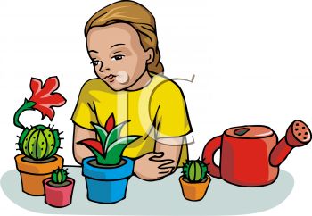 350x242 Royalty Free Clip Art Image Girl Learning To Plant Cactus