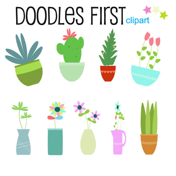 600x600 Potted Plants Clipart Digital Clip Art For Scrapbooking Card