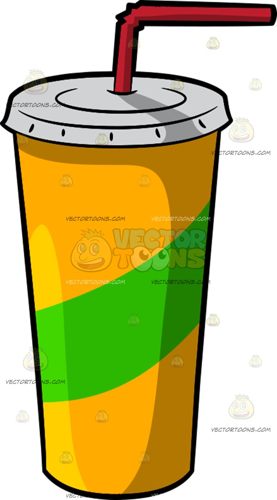 567x1024 A Plastic Cup With Straw Cartoon Clipart