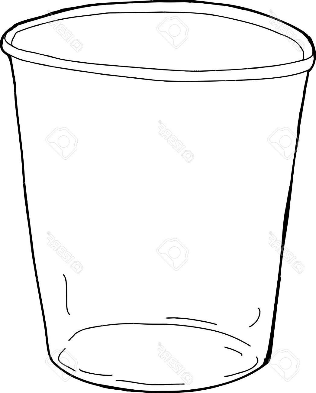 1046x1300 Unique Cartoon Outline Of Empty Plastic Cup Over White Stock