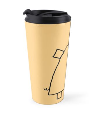 326x400 The Happy Pig (Outline Black) Travel Mugs By Pekka Nikrus Redbubble