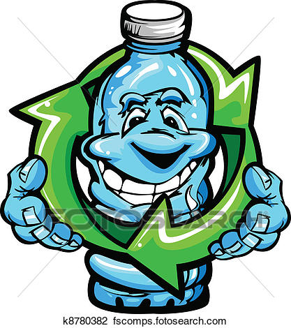 417x470 Clipart Of Happy Cartoon Plastic Water Bottle K8780382