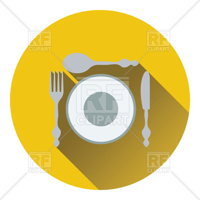 400x400 Flat Design Of Silverware And Plate Icon Royalty Free Vector Clip
