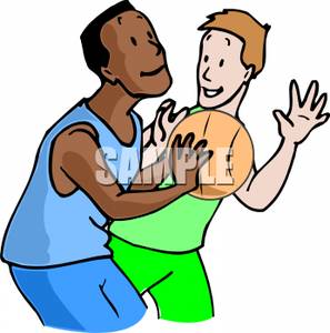 297x300 White And Black Boy Playing Basketball Clip Art Image