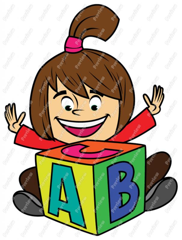 606x800 Girl Child Playing With Blocks Clip Art