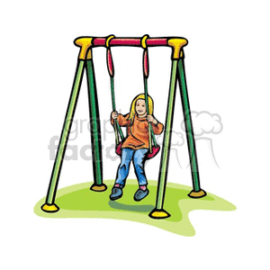 300x300 Royalty Free Girl On A Swing 158919 Vector Clip Art Image