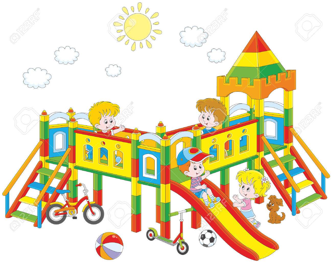 1300x1034 Little Children Playing On A Playground Royalty Free Cliparts