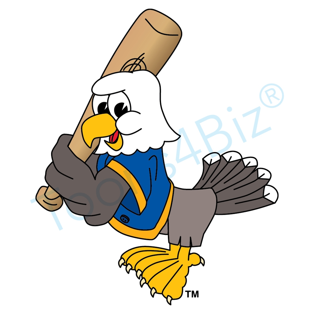 1000x1000 Bald Eagle Mascot Playing Baseball Clip Art
