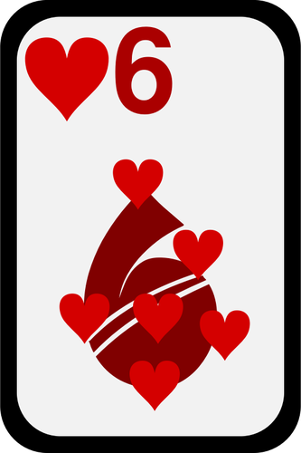 333x500 Six Of Hearts Funky Playing Card Vector Clip Art Public Domain