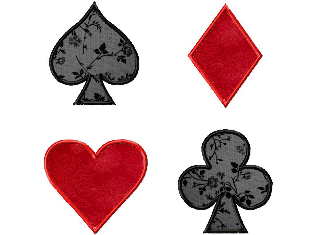 1021x758 Playing Card Suits Applique Four Pack