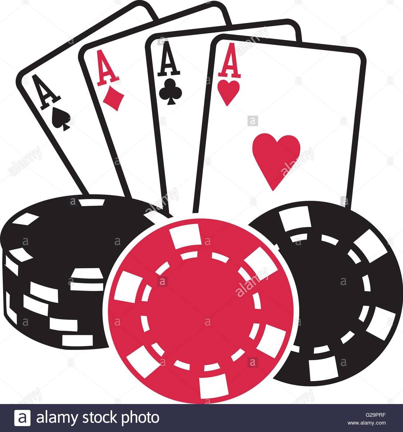 1296x1390 Four Aces Playing Cards With Coins Poker Stock Vector Art