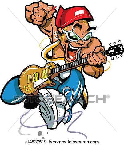 403x470 Clip Art Of Wild Rock Guitar Player K14837519