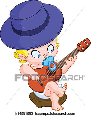 369x470 Clipart Of Baby Playing Guitar K14591593