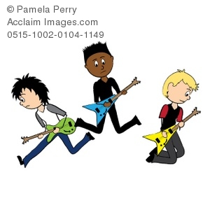 300x300 Art Illustration Of A Rocker Boys Playing Electric Guitars