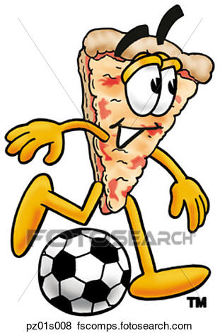 311x470 Clip Art Of Pizza Playing Soccer Pz01s008