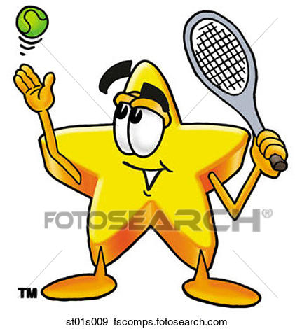 421x470 Clip Art Of Star Playing Tennis St01s009