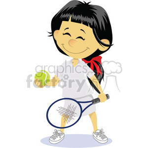300x300 Royalty Free Cartoon Girl Tennis Player Clip Art Image 393877