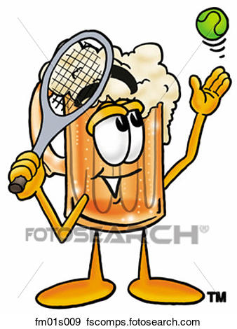 338x470 Clip Art Of Beer Mug Playing Tennis Fm01s009
