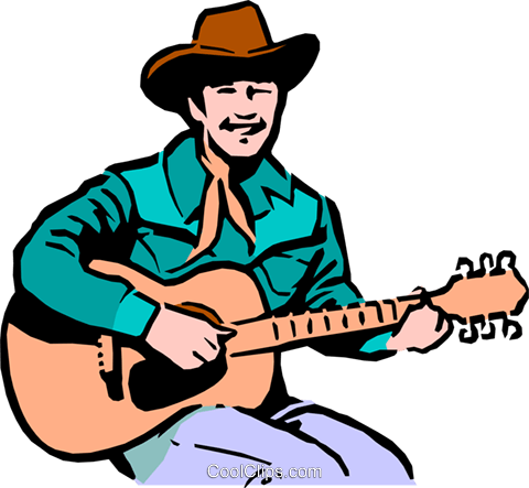 480x443 Cowboy Playing The Guitar Royalty Free Vector Clip Art