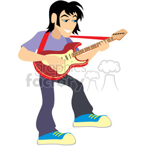 300x300 Royalty Free Cartoon Rocker Playing The Guitar 393661 Vector Clip