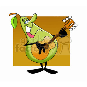 300x300 Royalty Free Paul The Cartoon Pear Character Playing The Guitar