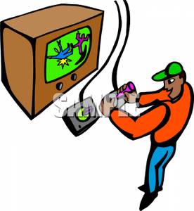 276x300 Free Clipart Image A Boy Playing Video Games On An Old Tv