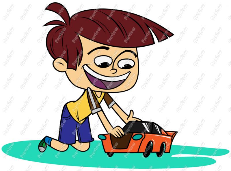 800x594 Boy Child Playing With Toy Car Clip Art