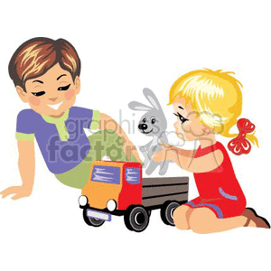 300x300 Royalty Free Two Small Children Happy Playing With Toys 369341