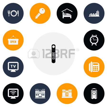 450x450 Set Of 13 Editable Plaza Icons. Includes Symbols Such As Door