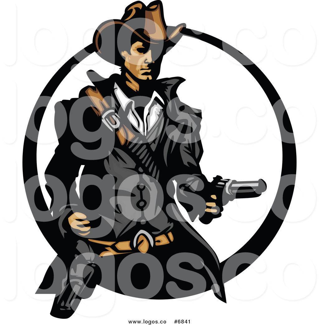 1024x1044 Royalty Free Clip Art Vector Logo Of A Cowboy Holding A Revolver