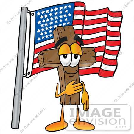 450x450 Clip Art Graphic Of A Wooden Cross Cartoon Character Pledging