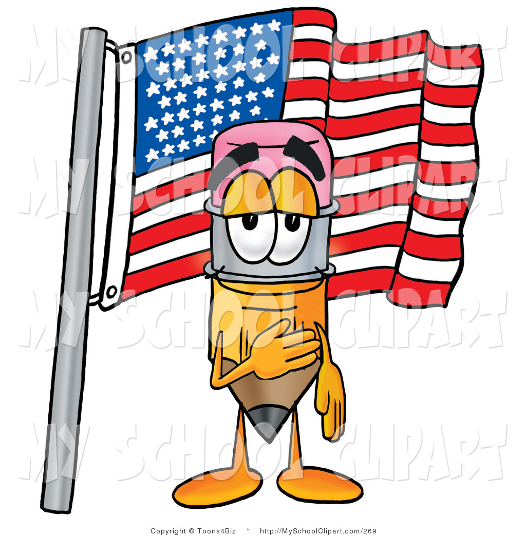 1024x1044 Clip Art Of A Patriotic Yellow Pencil Mascot Cartoon Character