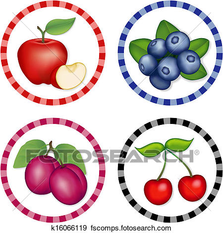 450x470 Clip Art Of Apples, Blueberry, Cherries, Plums K16066119