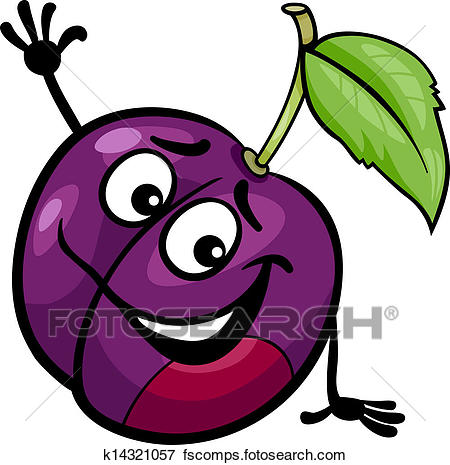 450x465 Clip Art Of Funny Plum Fruit Cartoon Illustration K14321057