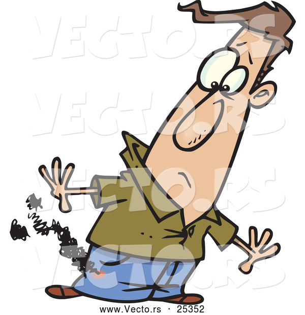 600x620 Vector Of A Cartoon Man Noticing A Hole Burning Through His Pocket