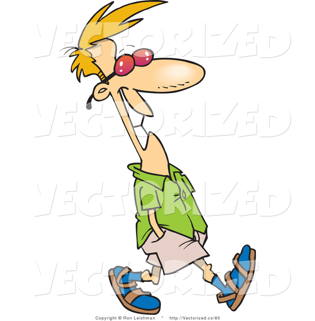 1024x1044 Vector Of A Cartoon Summer Man Walking With His Hands In His