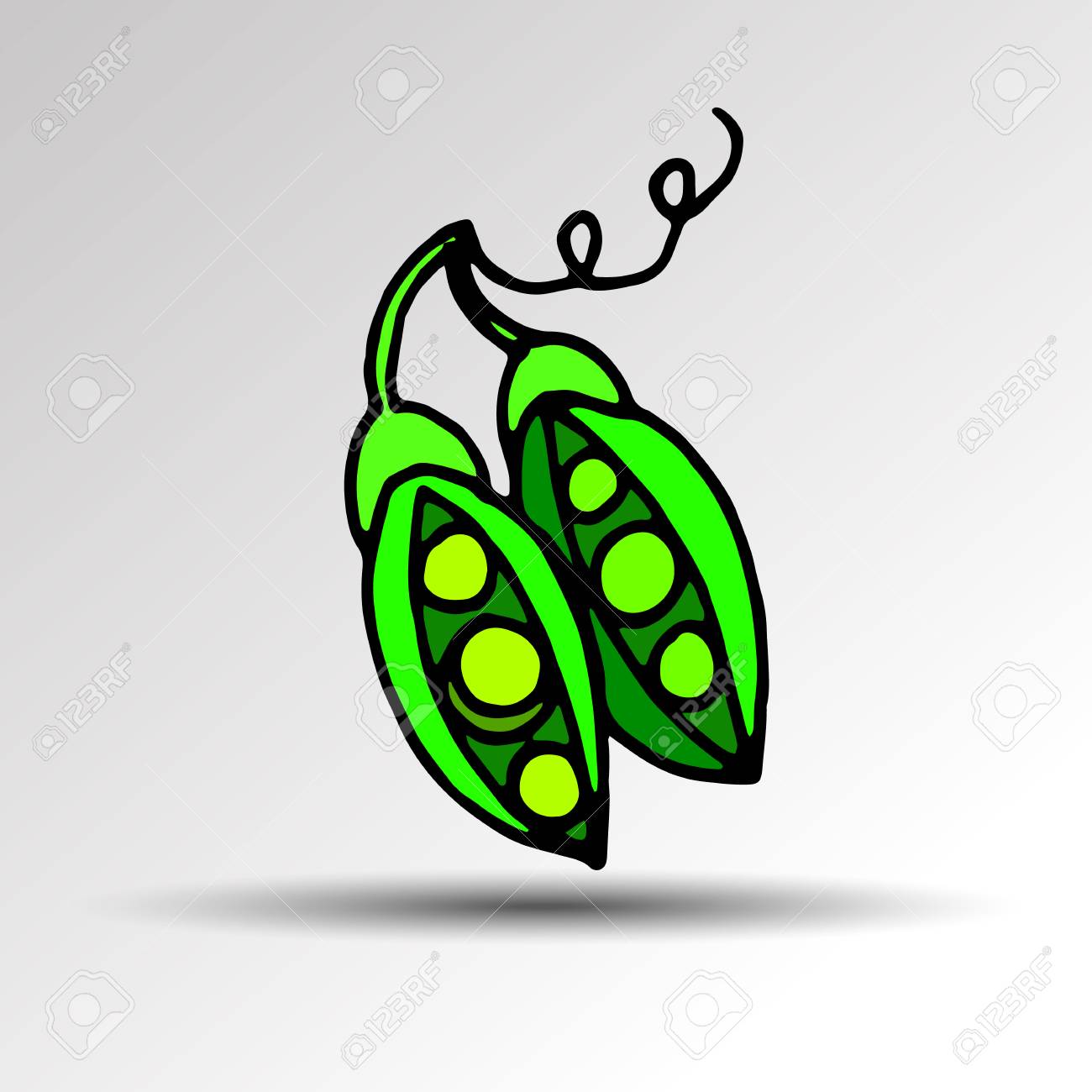 1300x1300 Illustration Food Pea Pod Green Vector Organic Healthy Ingredient