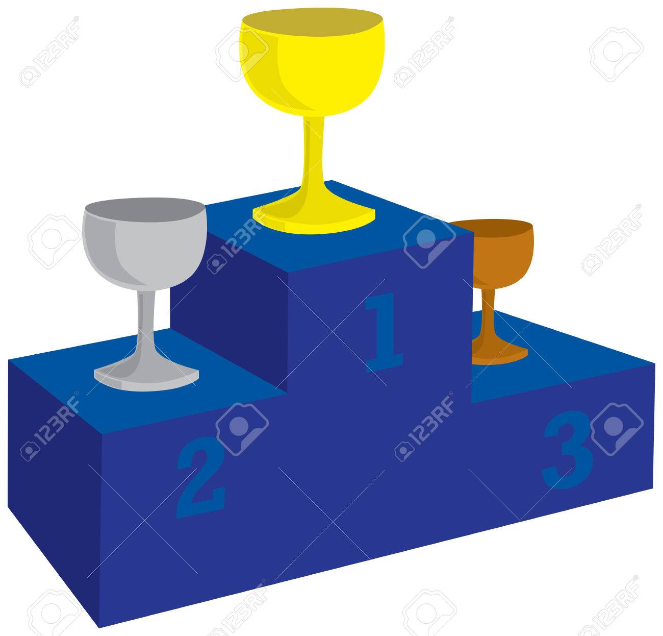 1300x1246 Illustration Of Award Podium With Prizes Royalty Free Cliparts
