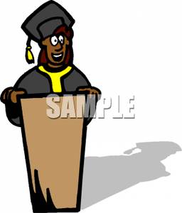 256x300 African American Graduate Speaking At A Podium Clipart Image