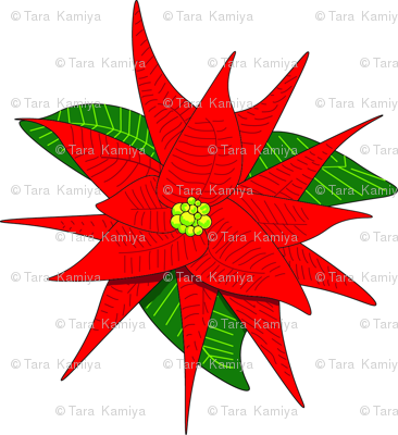 366x400 Poinsettia Flower Red Fabric