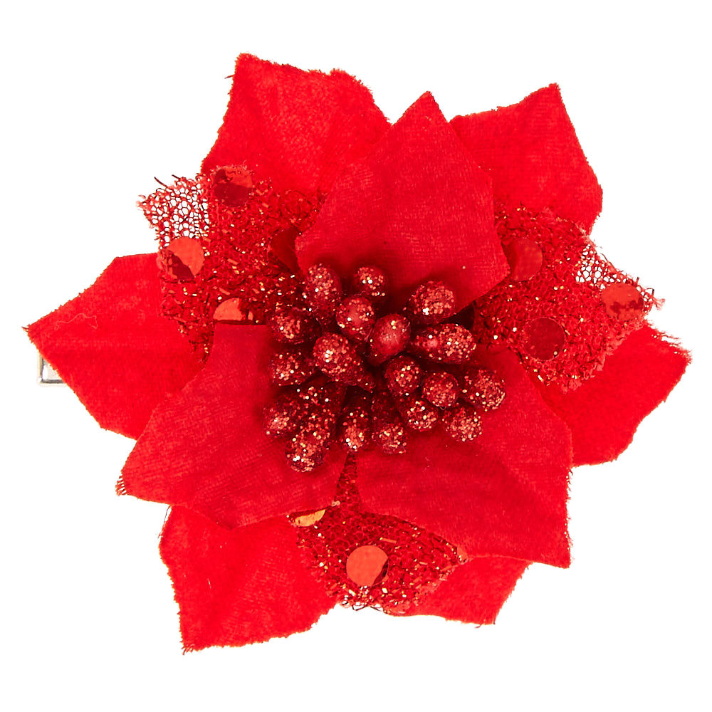 1000x1000 Red Poinsettia Flower Hair Clip Claire'S